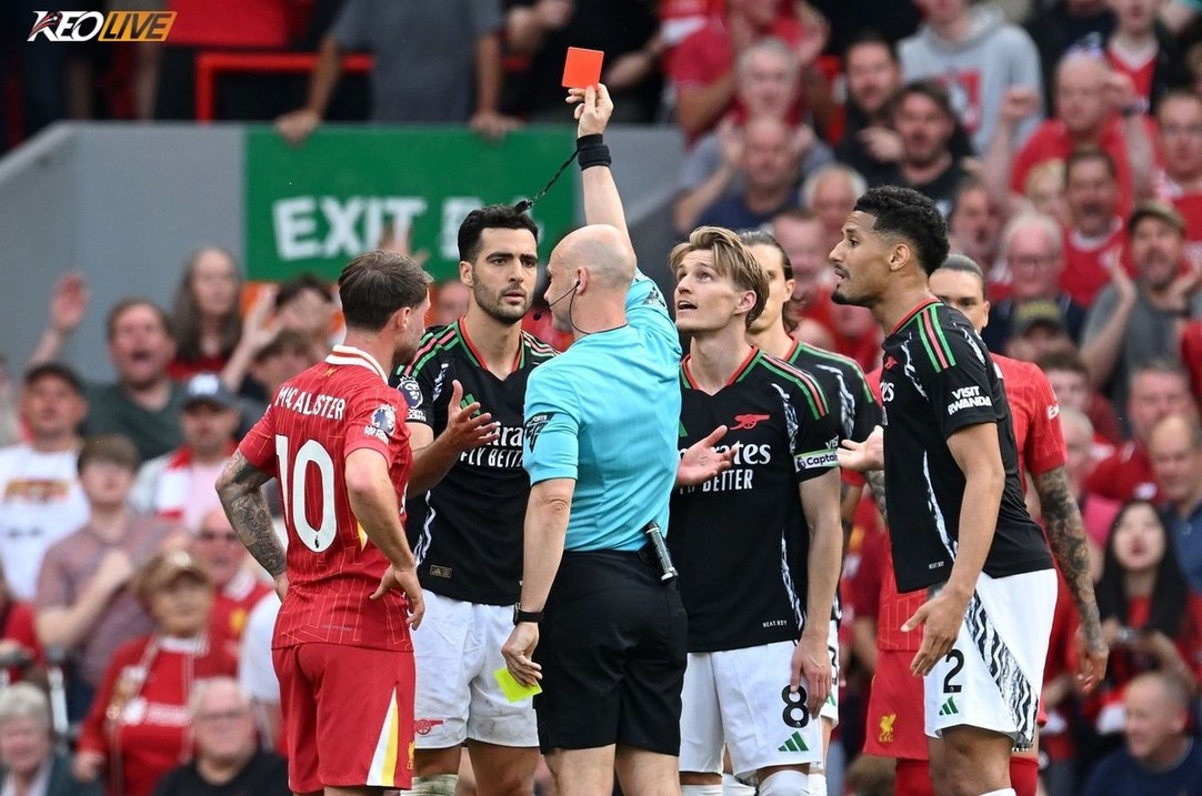 Thẻ đỏ của Merino khiến Arsenal rơi vào thế phải căng sức chống đỡ trong 10 phút cuối hiệp 2 | Keolive
