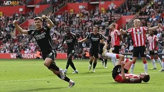 Hình ảnh cho bài Tierney ghi bàn chia tay Arsenal, David Raya đoạt găng tay vàng