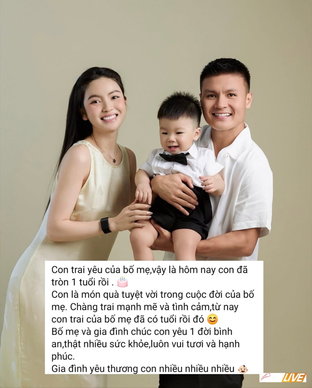 Quang Hải gửi lời chúc mừng sinh nhật tới con trai | Keolive
