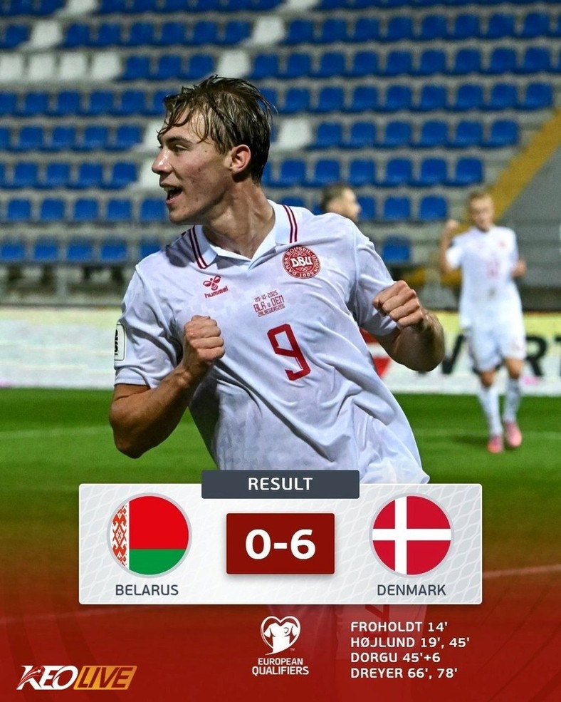 Belarus 0-6 Đan Mạch | Keolive