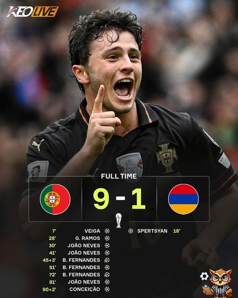 Bồ Đào Nha 9-1 Armenia | Keolive