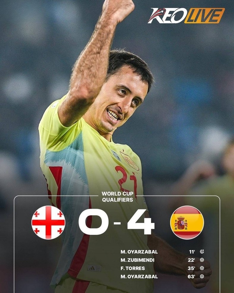 Georgia 0-4 Tây Ban Nha | Keolive