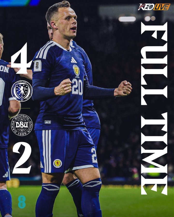 Scotland 4-2 Đan Mạch | Keolive