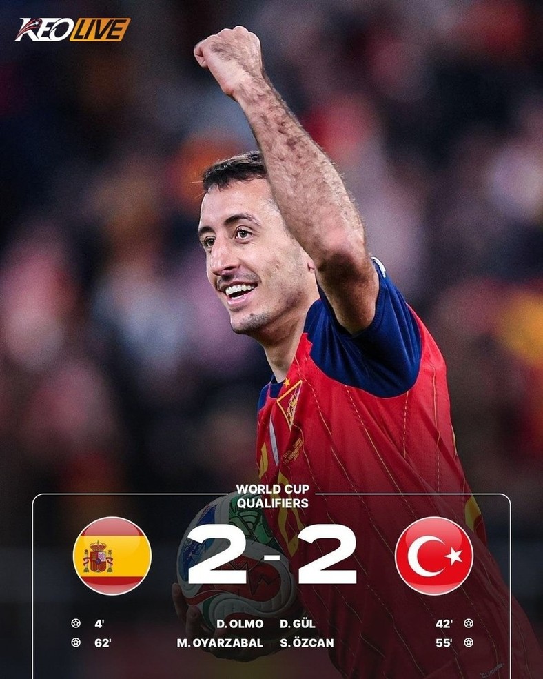 Tây Ban Nha 2-2 Thổ Nhĩ Kỳ | Keolive