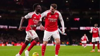 Hình ảnh cho bài Arsenal 2-0 Brentford: Merino và Saka giúp Pháo thủ giữ vững ngôi đầu