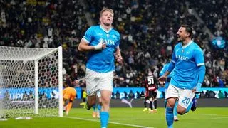 Hình ảnh cho bài Neres và Hojlund đưa Napoli vào chung kết Siêu cúp Ý