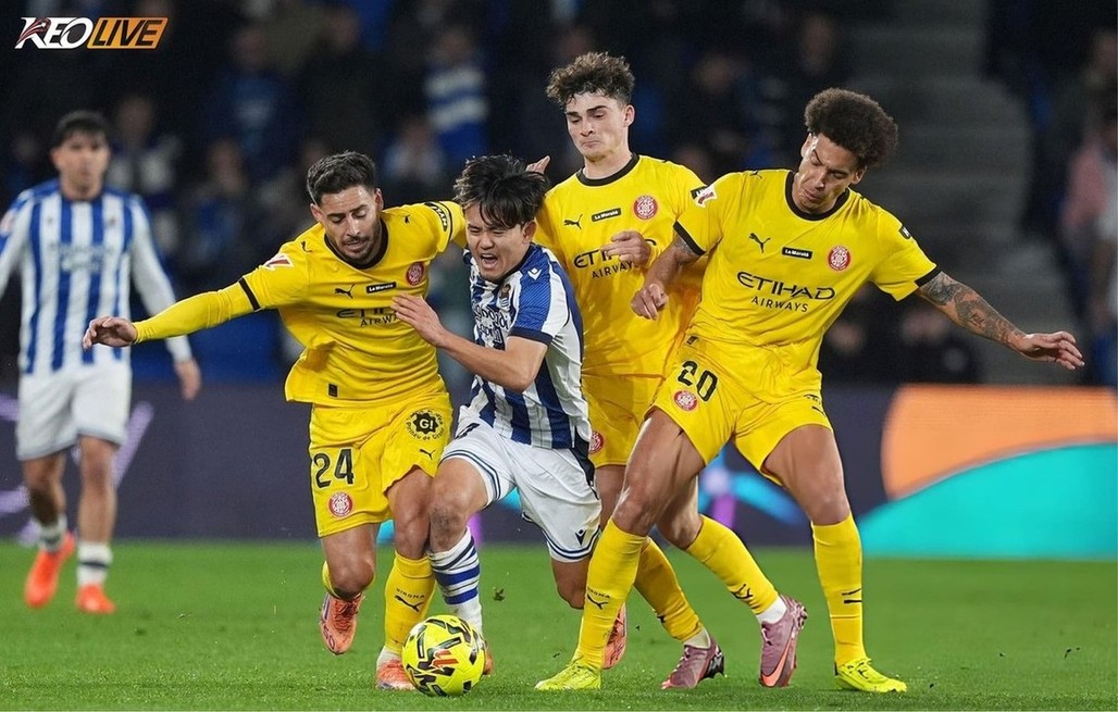 Kubo bị khóa chặt khiến các đường bóng của Sociedad bị hạn chế | Keolive