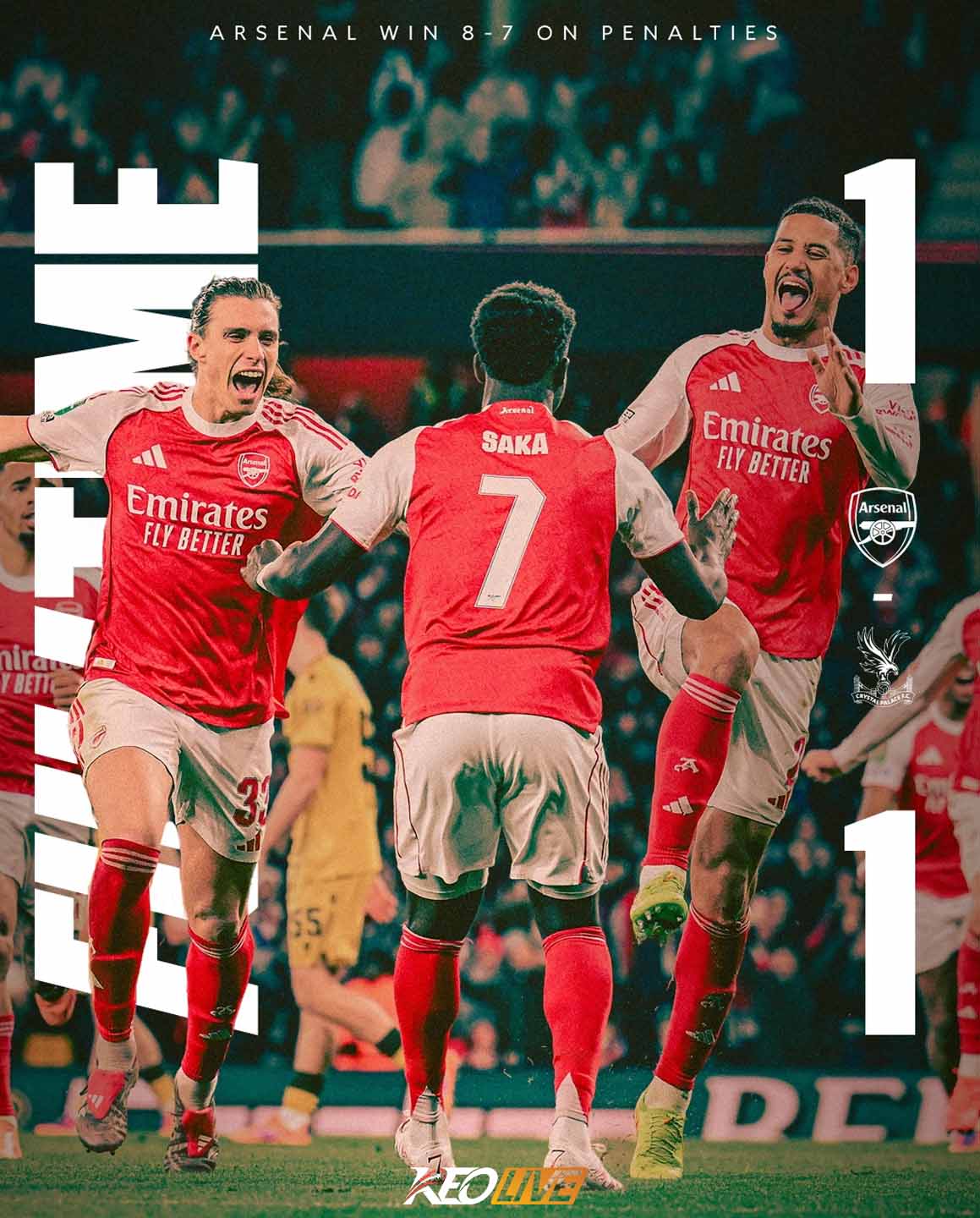 Arsenal 1-1 Crystal Palace (Pen. 8-7) | Keolive