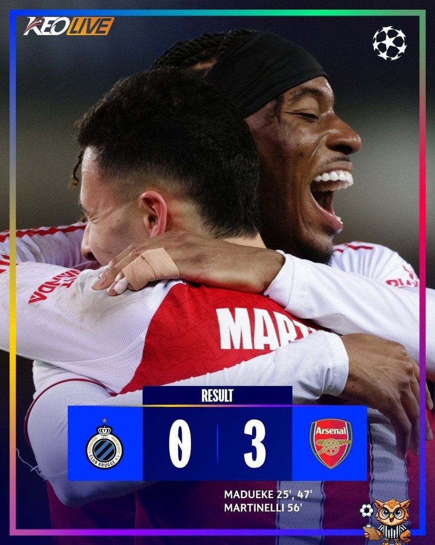 Club Brugge 0-3 Arsenal | Keolive