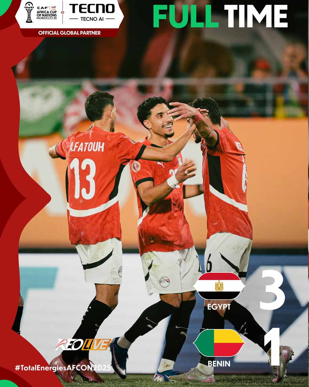 Ai Cập 3-1 Benin (AET) | Keolive