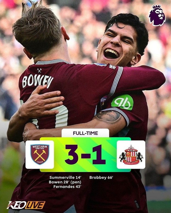 ket qua West Ham vs Sunderland 2512026 | Keolive