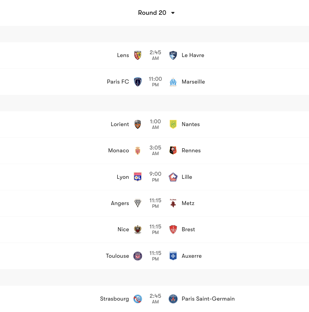 Lịch thi đấu vòng 20 League 1 2025/26 | Keolive