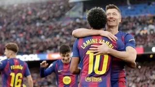 Hình ảnh cho bài Yamal rực sáng với hat-trick, Barca đè bẹp Tàu ngầm vàng 