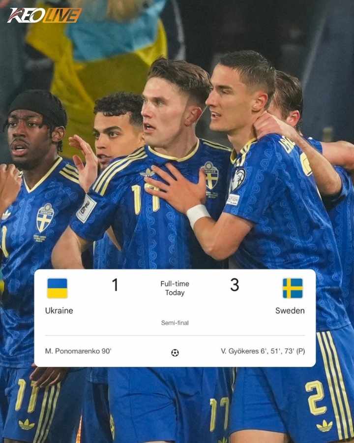 Ukraine 1-3 Thụy Điển | Keolive