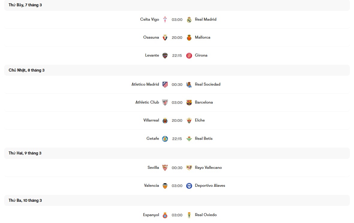 Lịch thi đấu vòng 27 | Keolive