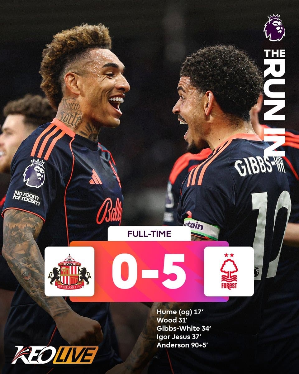 Sunderland 0-5 Nottingham Forest | Keolive