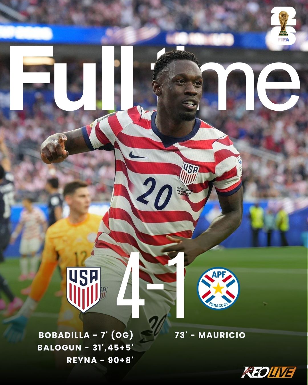 Mỹ 4-1 Paraguay | Keolive