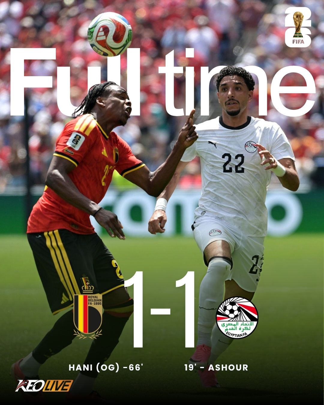 Bỉ 1-1 Ai Cập | Keolive