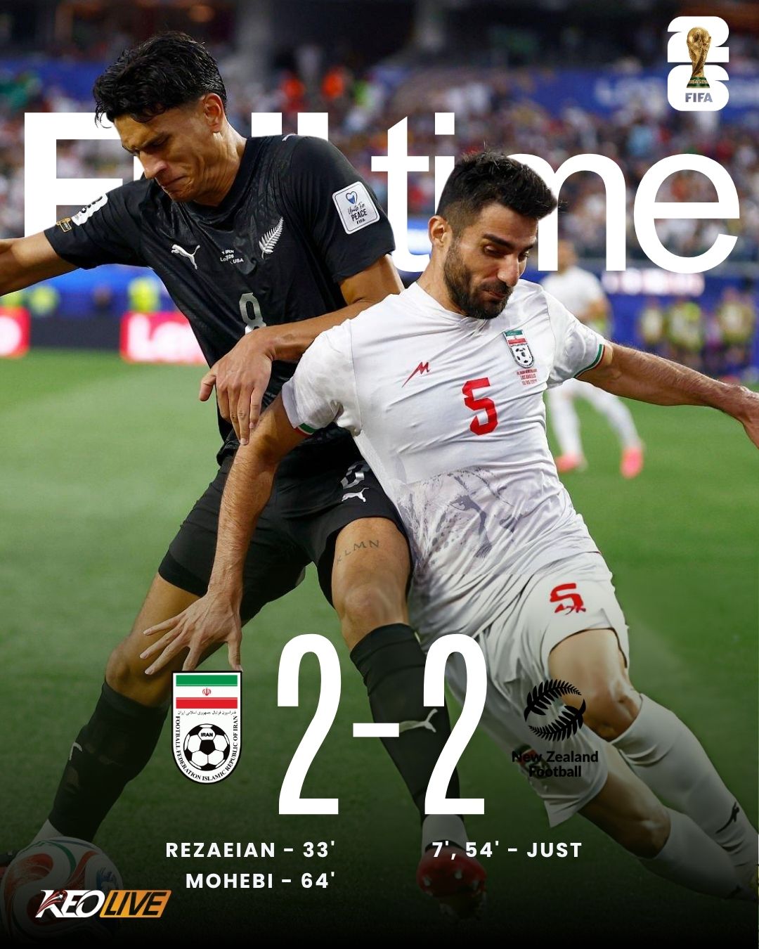Iran 2-2 New Zealand | Keolive