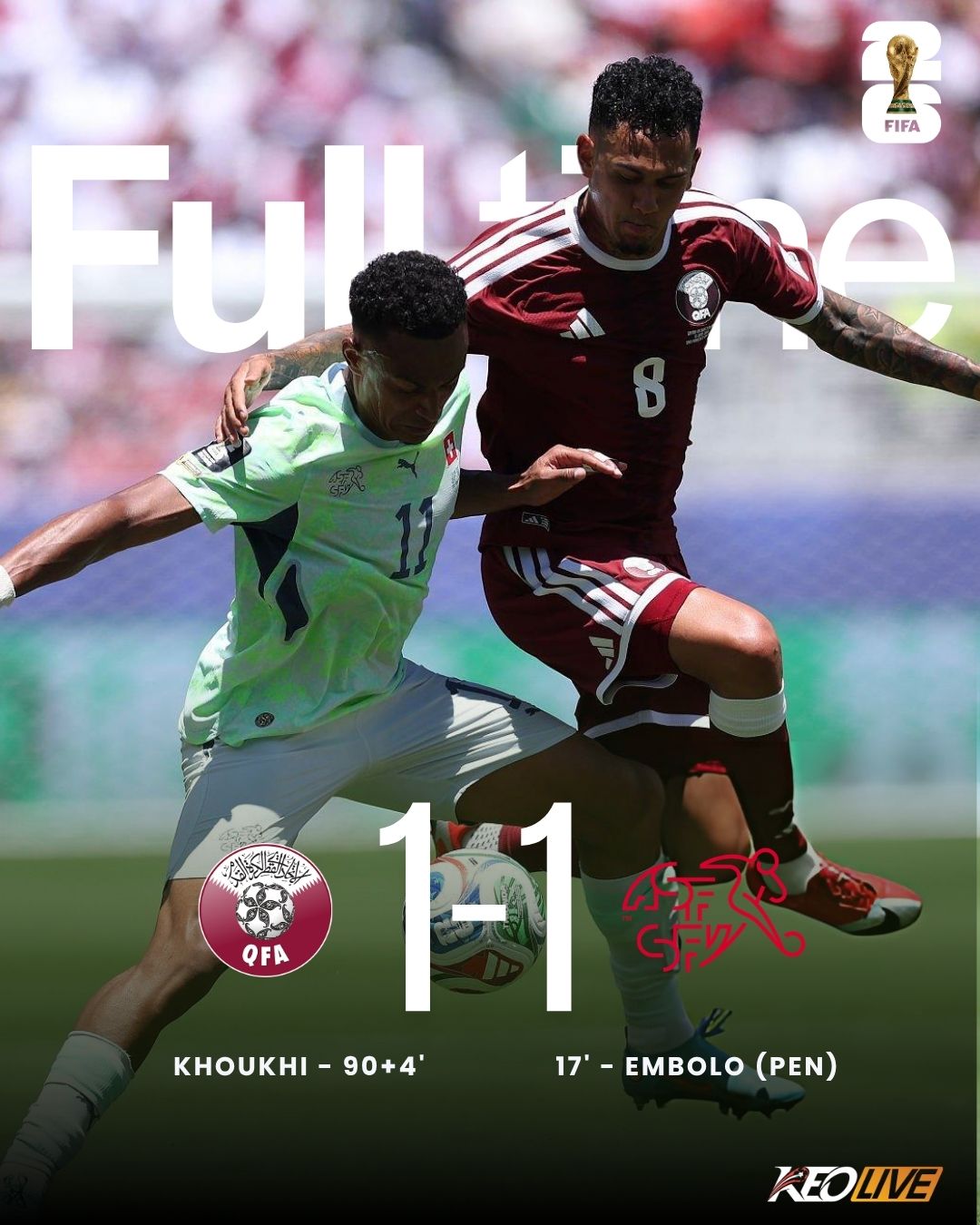 Qatar 1-1 Thụy Sĩ | Keolive