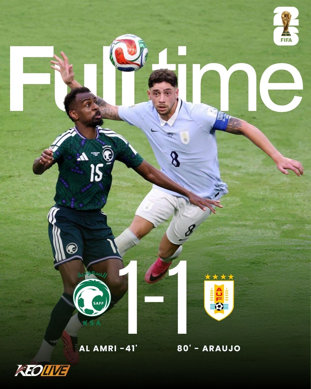 Ả rập Saudi 1-1 Uruguay | Keolive