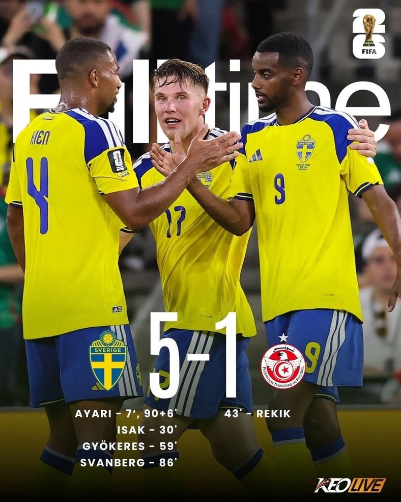 Thụy Điển 5-1 Tunisia | Keolive