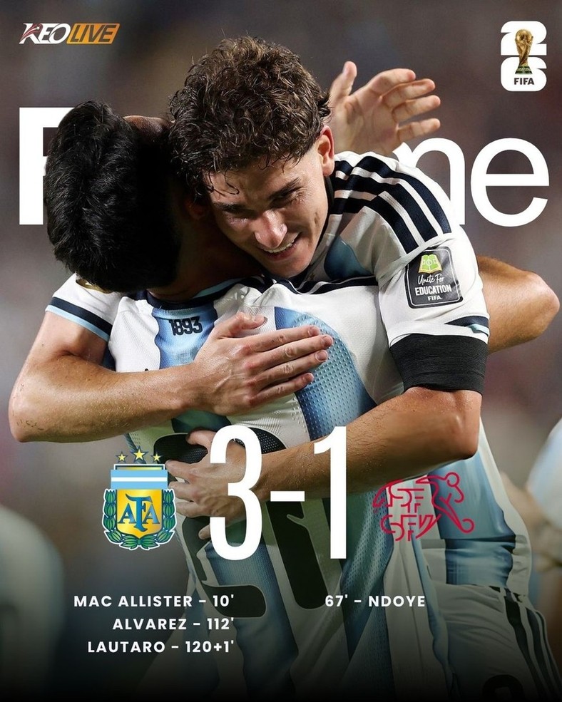 Argentina 3-1 Thụy Sĩ (AET) | Keolive