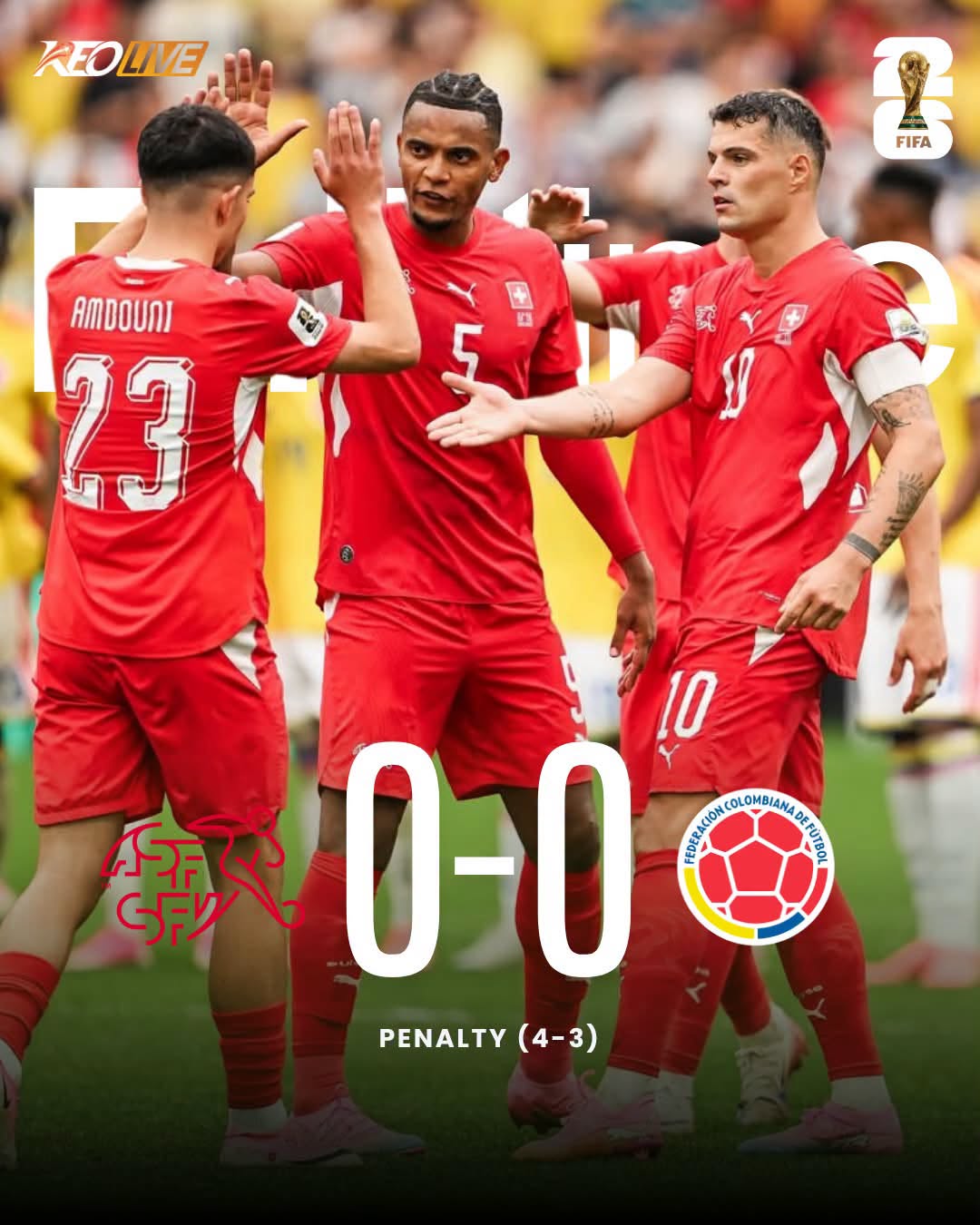 Thụy Sĩ 0-0 Colombia (Pen. 4-3) | Keolive