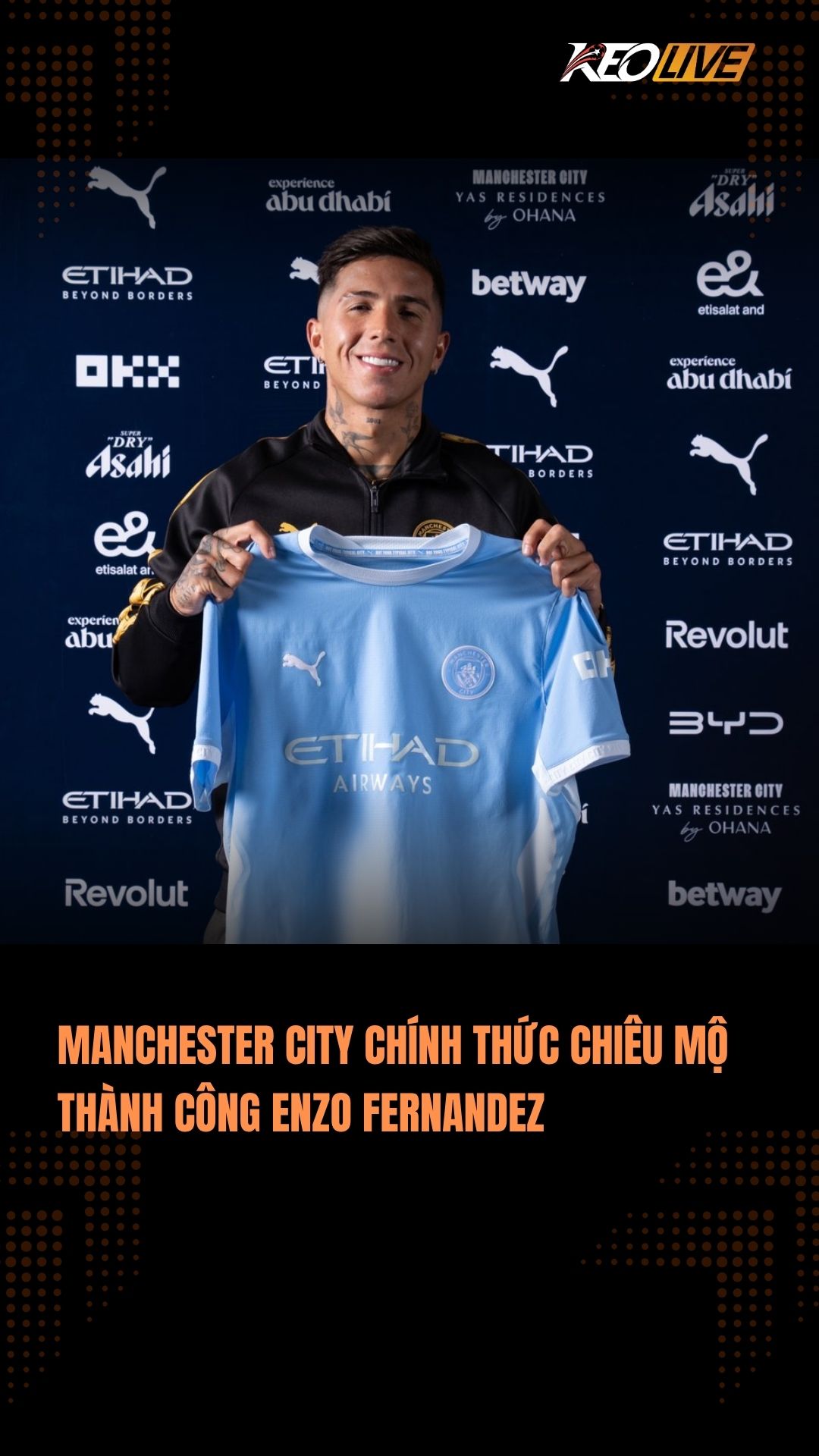 HERE WE GO: Enzo Fernandez cập bến Man City
