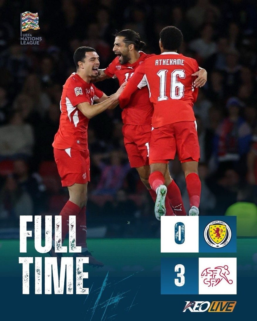 Scotland 0-3 Thụy Sĩ | Keolive