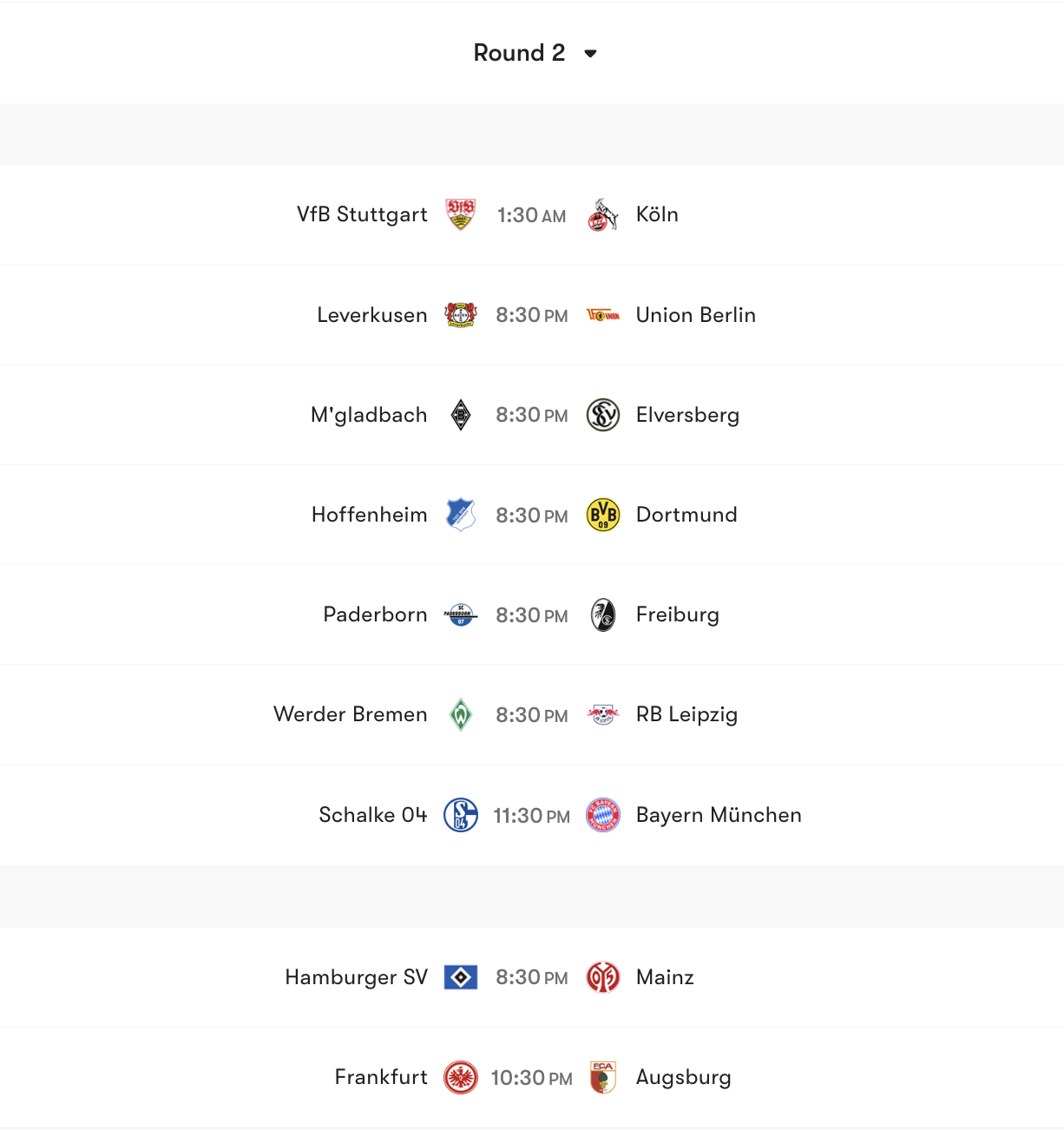 Lịch thi đấu vòng 2 Bundesliga 2026/27 | Keolive