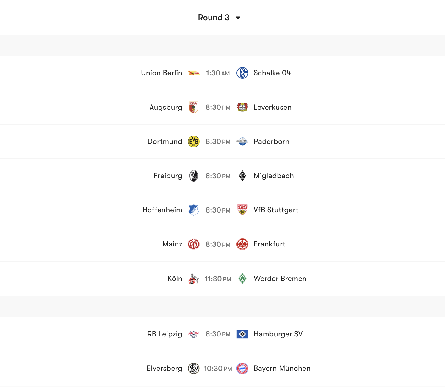 Lịch thi đấu vòng 3 Bundesliga 2026/27 | Keolive