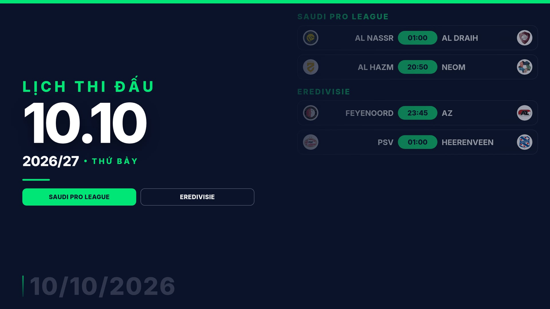 Hình ảnh cho bài Lịch thi đấu bóng đá ngày 10/10: Feyenoord gặp AZ