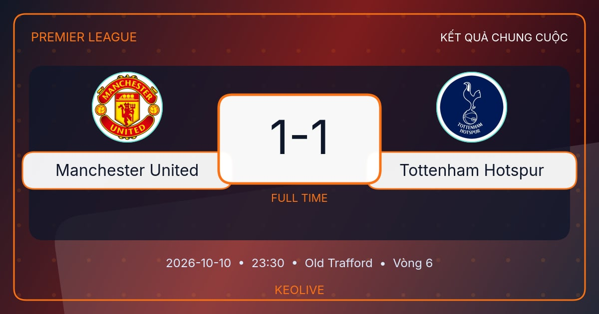 Hình ảnh minh họa cho bài viết Manchester United 1-1 Tottenham Hotspur: Solanke gỡ hòa phút 90