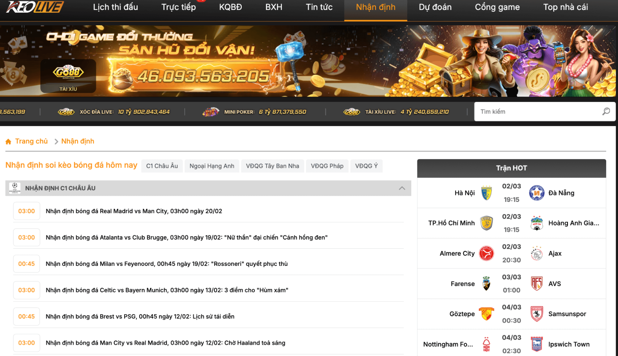 Keolive có cung cấp nhận định bóng đá cho các trận đấu sắp diễn ra không?