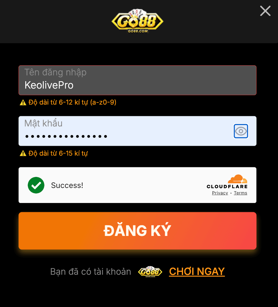Cách đăng ký tài khoản trên các cổng game tại Keolive?