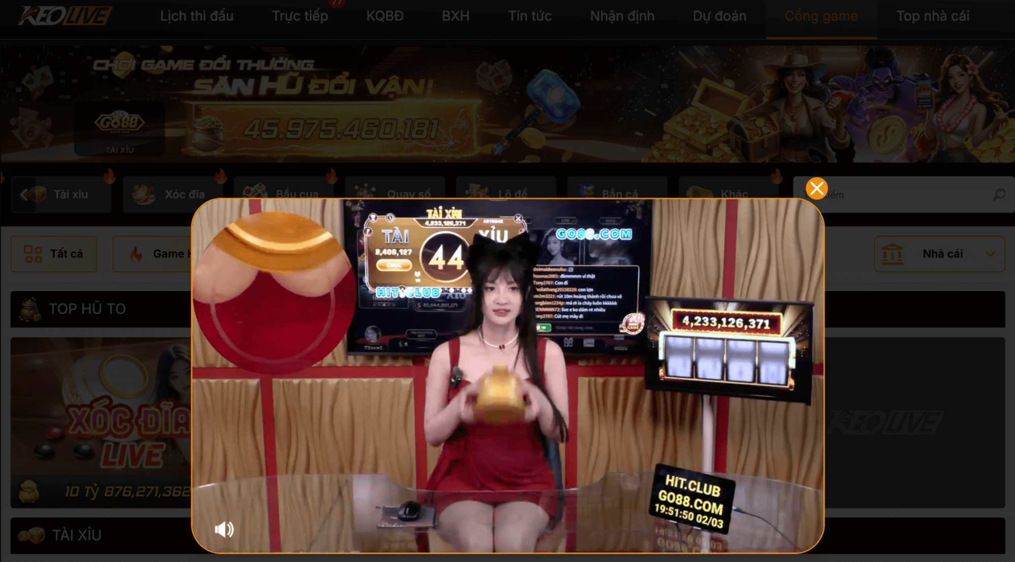 Chuyên mục “Live” trên cổng game của Keolive là gì?